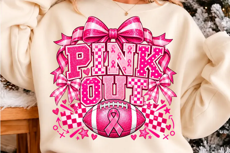 Pink Out Football Awareness PNG breast cancer T-shirt Png