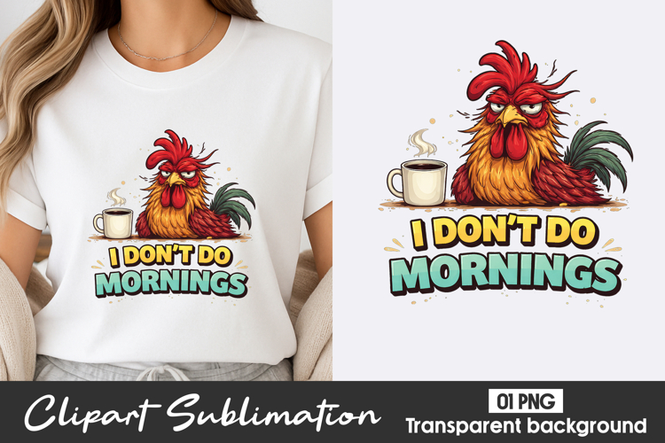Rooster Morning Humor Clipart PNG
