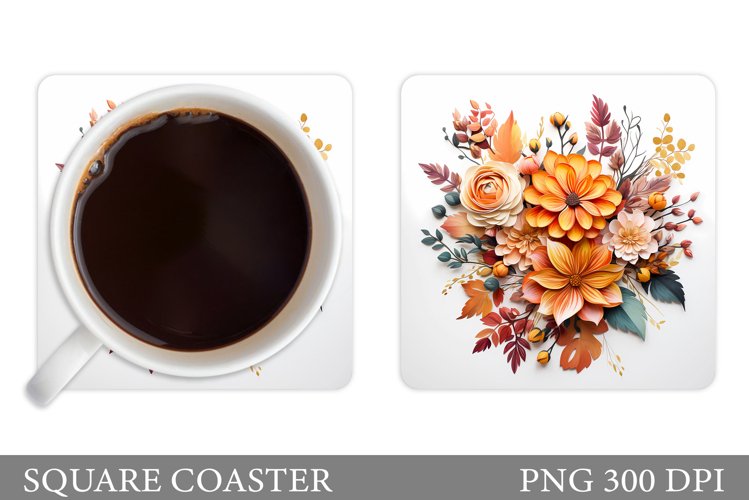 Flowers Coaster Design. 3D Flowers Coaster Sublimation