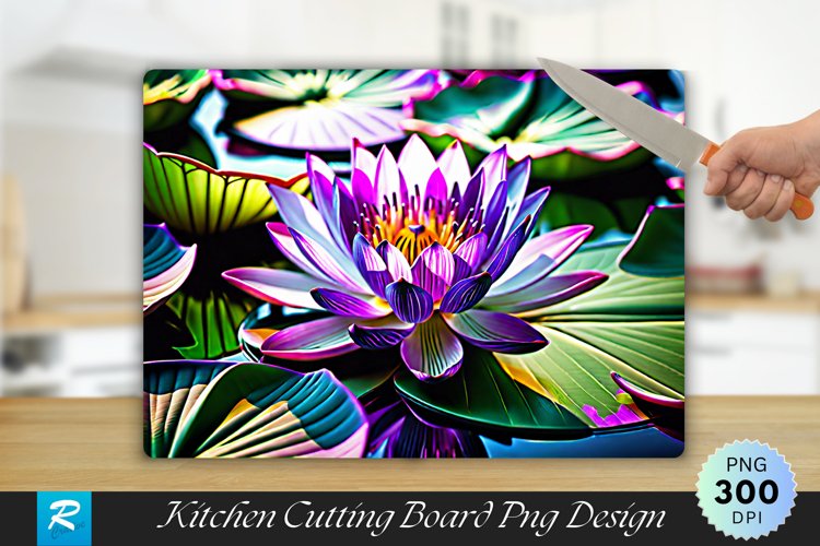 Purple Lotus Cutting Board Sublimation Design