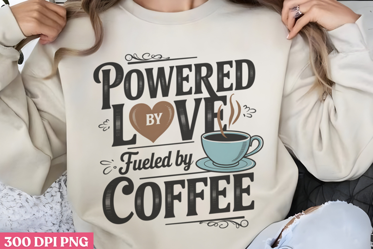 Powered by love PNG, Retro Funny Coffee Sub