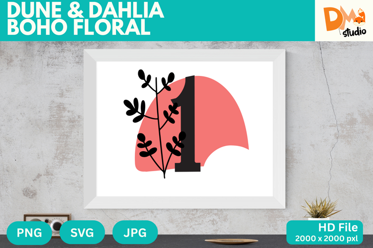 Dune   Dahlia Boho Floral Monogram
