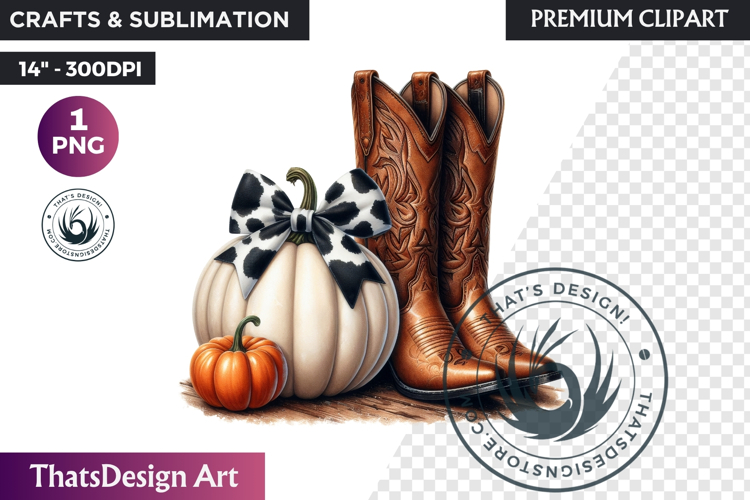 Western Coquette Pumpkin Autumn PNG, Cowgirl Fall clipart