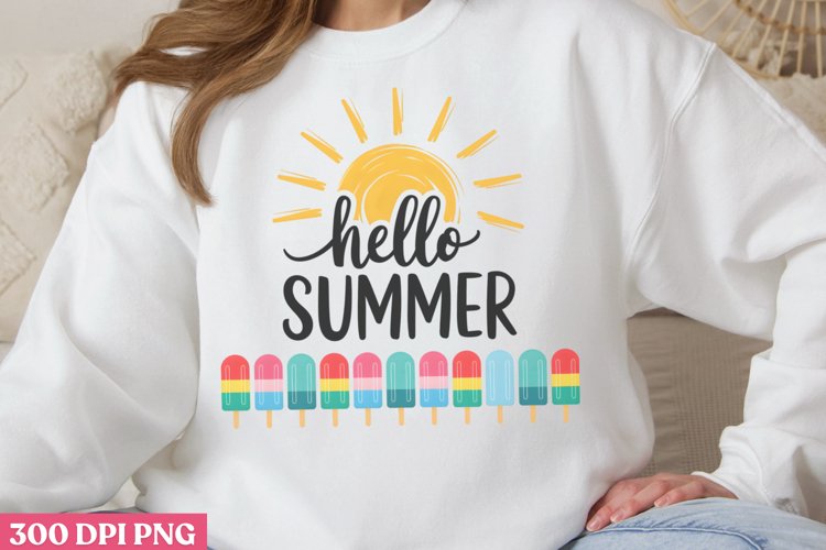 Hello Summer PNG, Vintage Summer Sublimation PNG