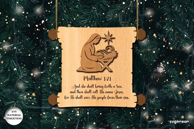 Nativity Scroll Ornament Laser Cut | Glowforge | SVG