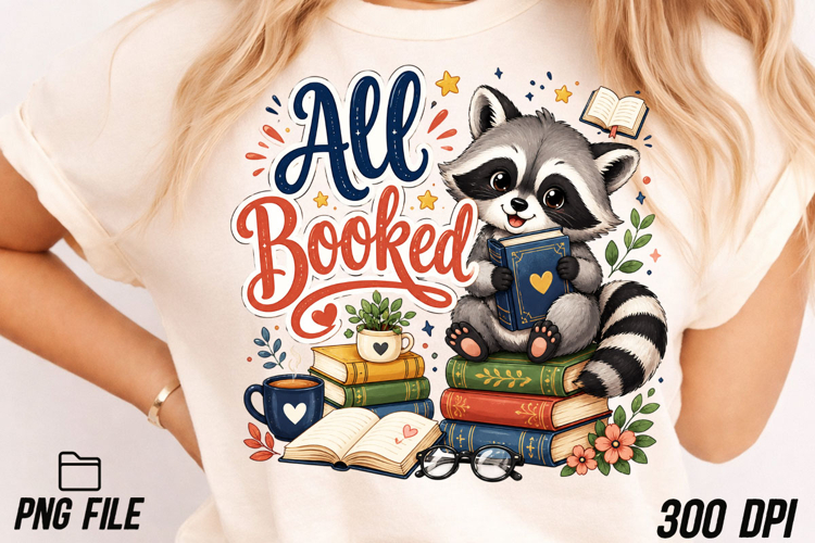 All Booked Raccoon Book Lover PNG