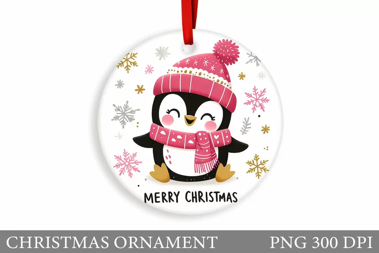 Cute Penguin Christmas Ornament. Cute Penguin Sublimation