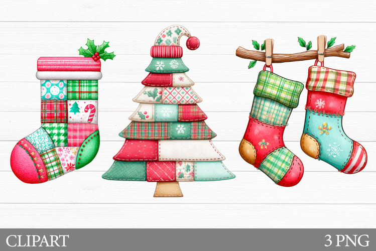 Christmas Clipart. Patchwork Christmas Clipart