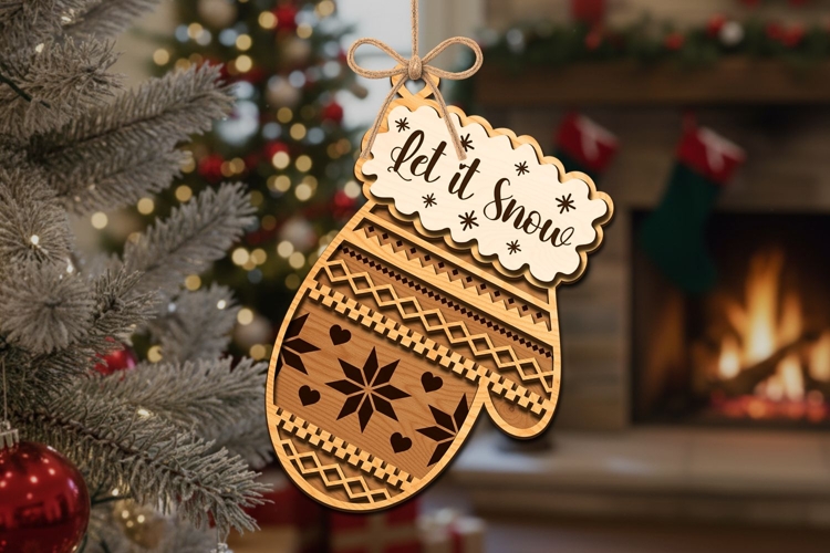 Christmas Mitten Ornament Laser Cut | Glowforge | SVG