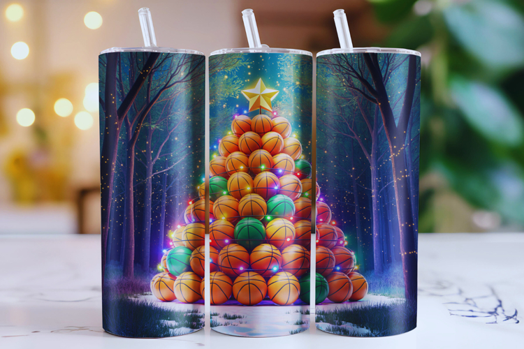Merry Basketball Tumbler Wrap | Christmas Wrap
