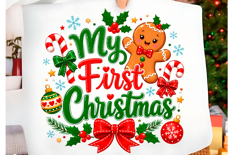 My First Christmas Gingerbrea T-shirt Png