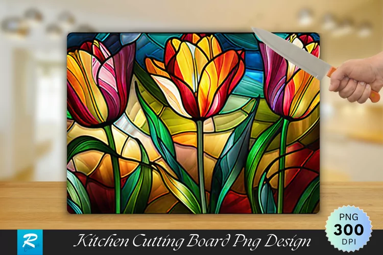 Tulip Flowers Cutting Board Sublimation Design