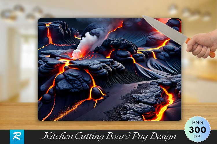 Volcanic Eruption Cutting Board Sublimation Design example image 1