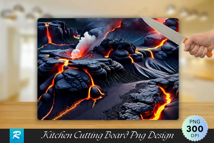 Volcanic Eruption Cutting Board Sublimation Design