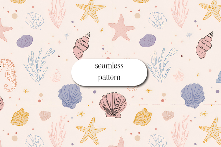 Pastel seashell ocean seamless pattern cute beach design