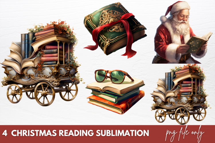 Christmas Reading Sublimation Clipart