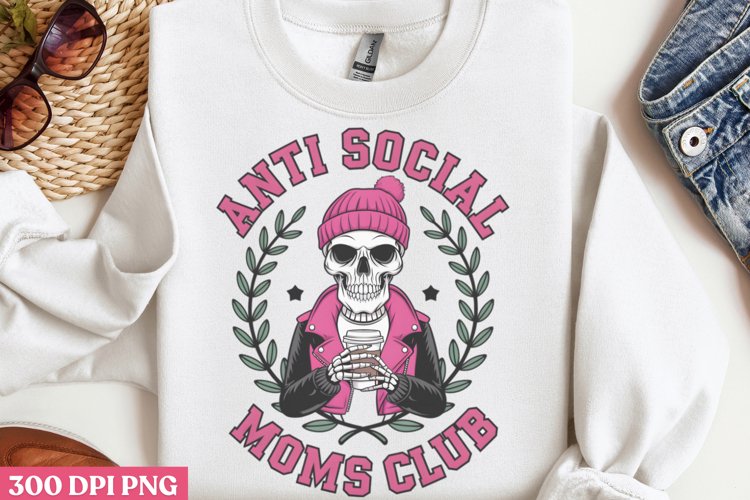Anti social murder club PNG, Funny Skeleton Sublimation PNG