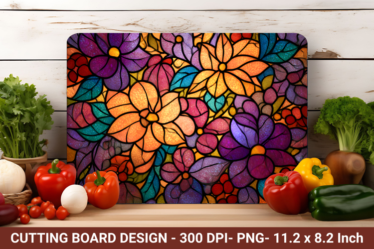 Stained Glass Pansy Flower Cutting Board | Cutting Board png