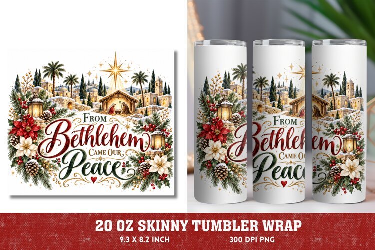 Light of the World 20oz Tumbler Wrap, Christian Christmas Na example image 1