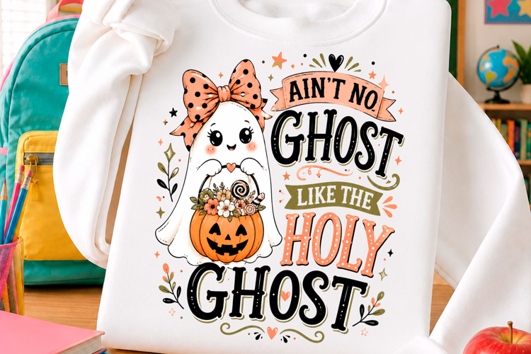 Cute Halloween Ghost Pumpkin T Shirt Design