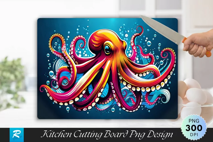 Octopus Cutting Board sublimation Design
