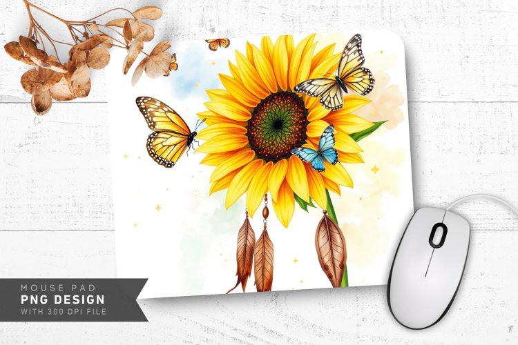 Sunflower Pastel Elegance Mouse Pad PNG Design