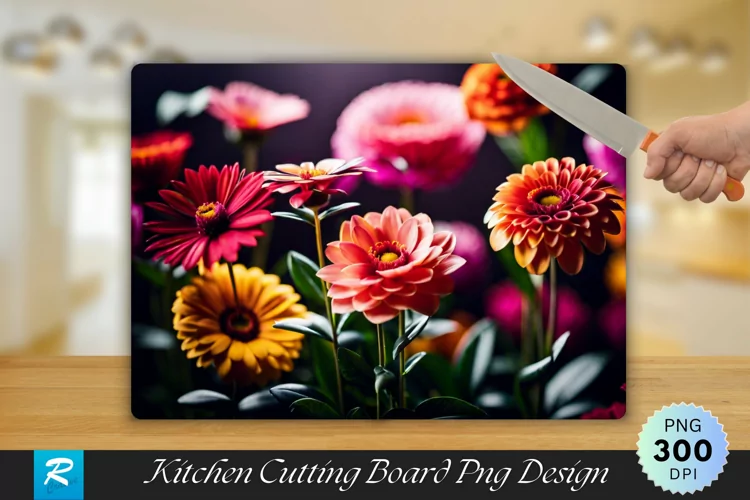 3D Flowers Cutting Board Sublimation Design