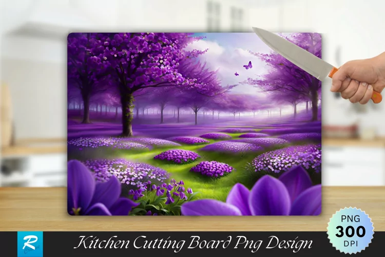 Spring Violet Patterns Cutting Board Sublimation Design