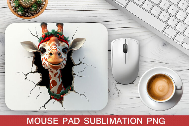 Christmas Giraffe Mouse Pad Sublimation -Christmas Mouse Pad example image 1