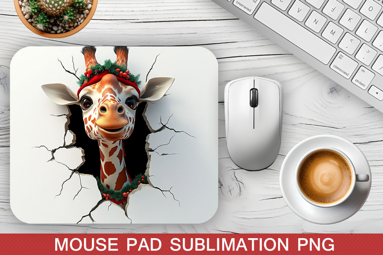 Christmas Giraffe Mouse Pad Sublimation -Christmas Mouse Pad