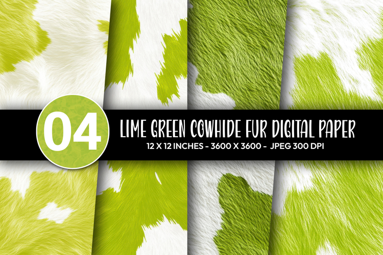 Lime Green Cowhide Fur Digital Paper