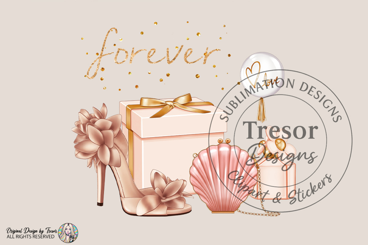 Forever Love Bridal PNG Pink Shoes Gift Clipart Sublimation