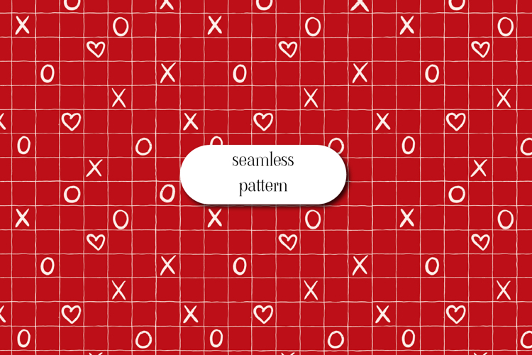 Red XO Heart Grid Seamless Valentine Pattern