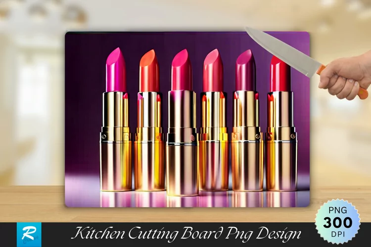 Colorful Lipsticks Cutting Board Sublimation Design