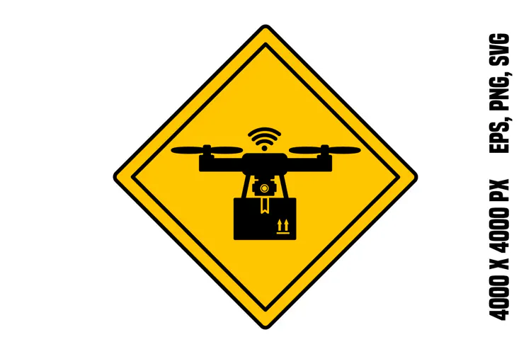 Yellow Drone Drop Zone Sign