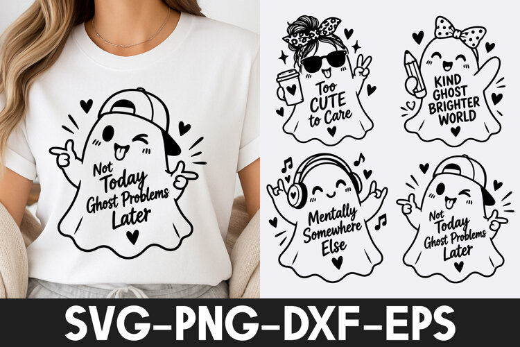 Funny Ghost Problems Halloween SVG PNG example image 1