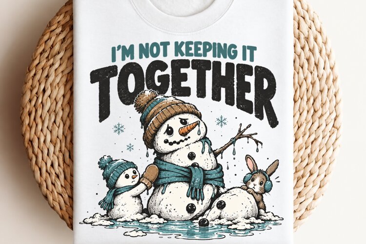 Funny Melting Snowman Winter PNG, Holiday Mode Defrosting Sn example image 1