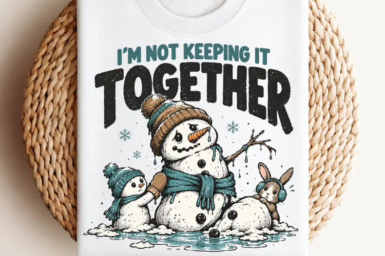 Funny Melting Snowman Winter PNG, Holiday Mode Defrosting Sn