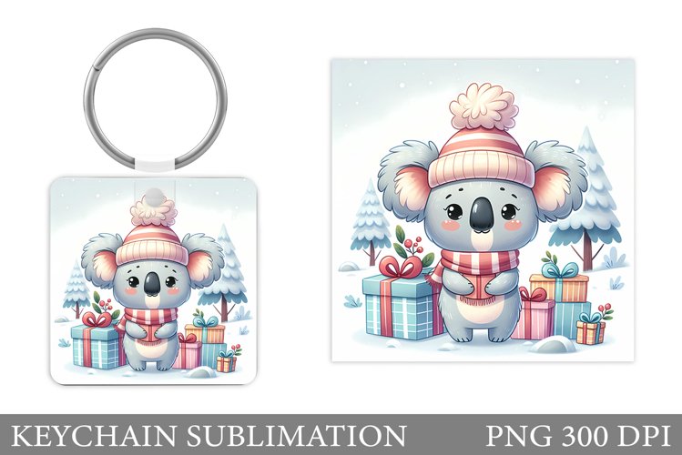 Christmas Koala Keychain. Christmas Keychain Sublimation