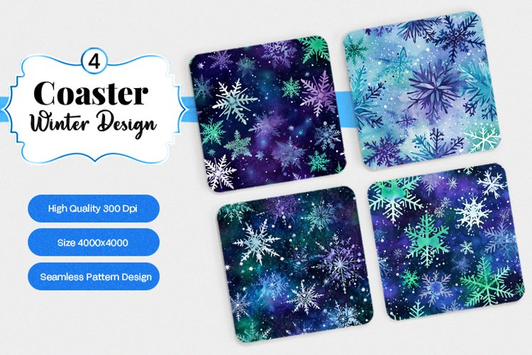 Square Coaster winter snow Sublimation example image 1