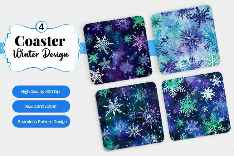 Square Coaster winter snow Sublimation