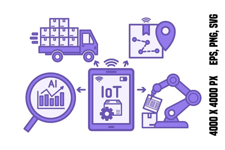 Purple Automated Supply Chain Icon example image 1