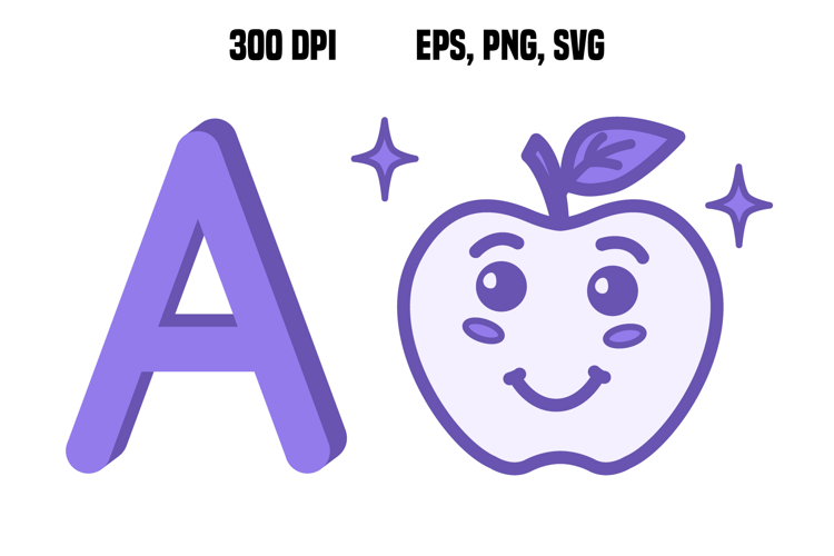 Purple Letter A. Vector Illustration