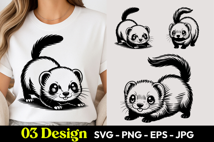 Kawaii Ferret SVG PNG