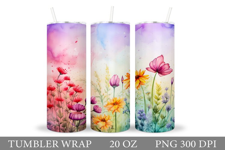 Flowers Tumbler Design. Wildflowers Tumbler Sublimation