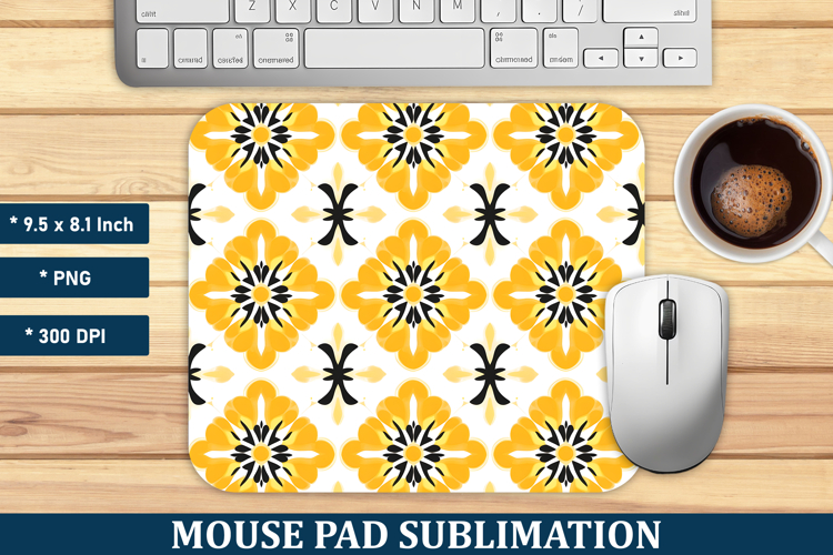 Yellow Moroccan Pattern Mouse Pad | Mouse Pad Sublimation