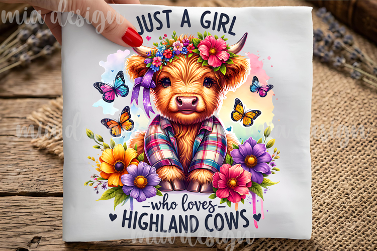 Just A Girl Who Loves Highland Cows PNG, Cow Sublimation