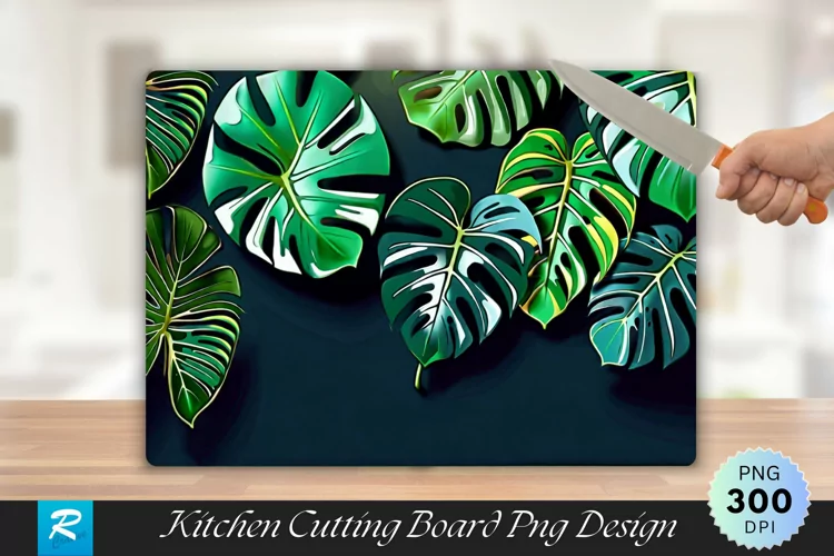Monstera Deliciosa Cutting Board Sublimation Design