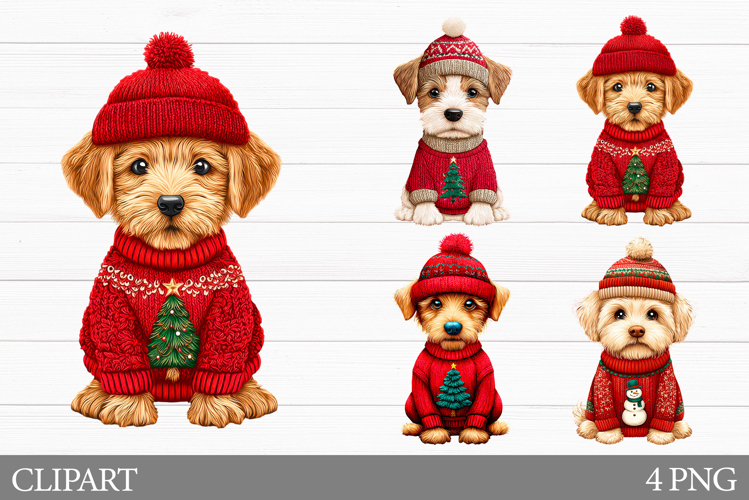 Christmas Dog Clipart. Christmas Dog Sublimation