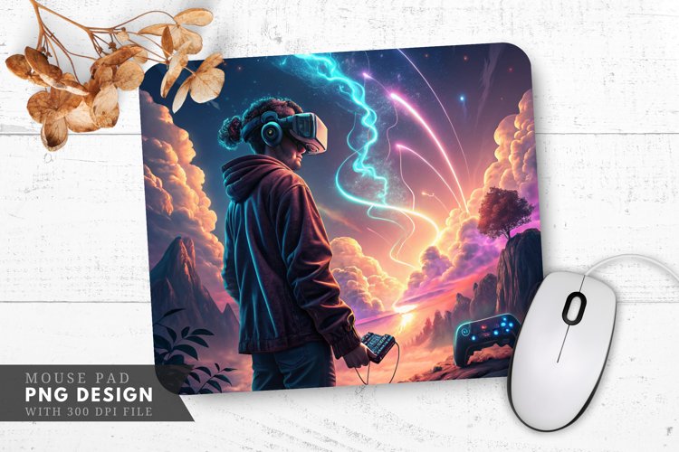 Immersive VR Experience Holographic Adventure Mouse Pad PNG example image 1
